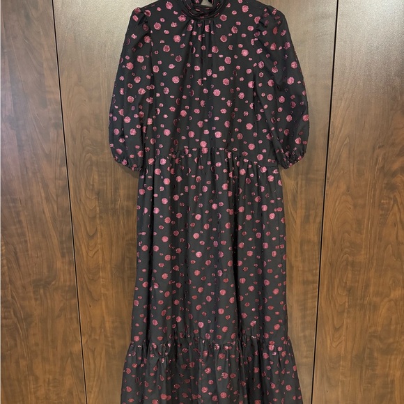Zara midi dress pink metallic polka dots - Picture 3 of 4